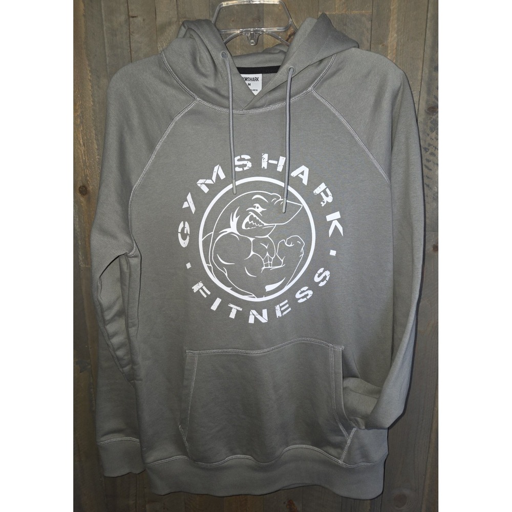 MEN'S GRAY GYMSHARK FITNESS HOODIE Pullover Size Medium Excellent Condition